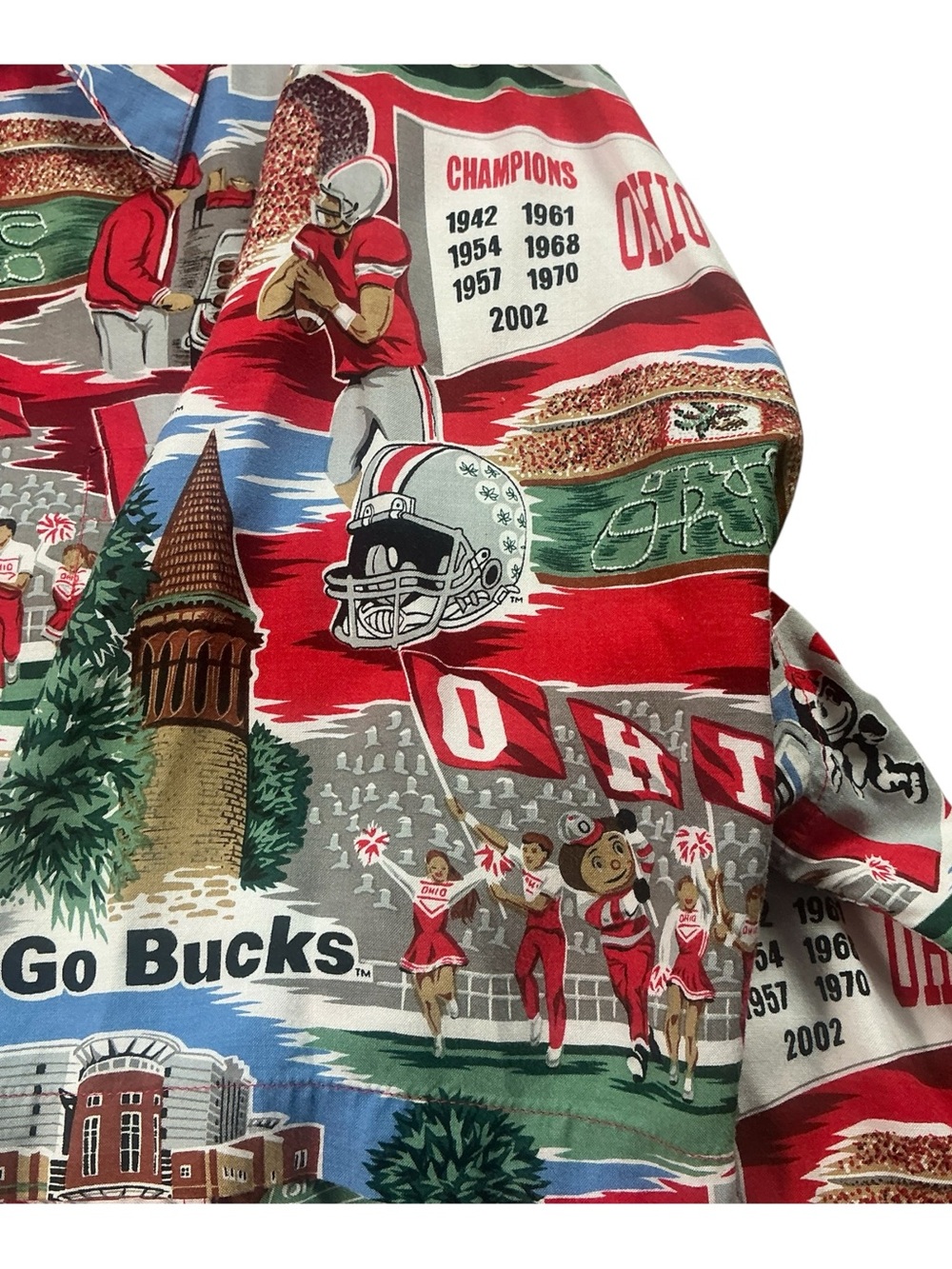 Vintage The Ohio State buckeyes 100% rayon button front short sleeve shirt XL - Picture 3 of 8